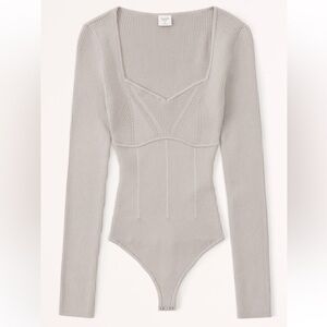 Abercrombie Corset Sweetheart Sweater Bodysuit White, size L, EUC!